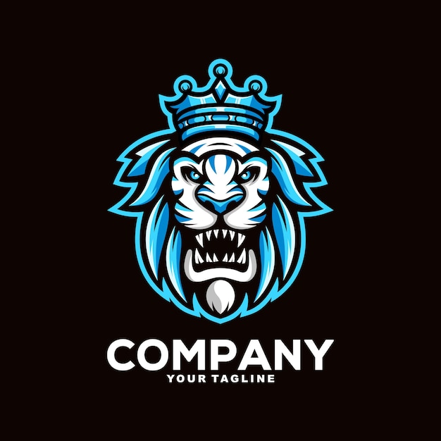 Vecteur illustration de conception de logo de mascotte de roi lion génial