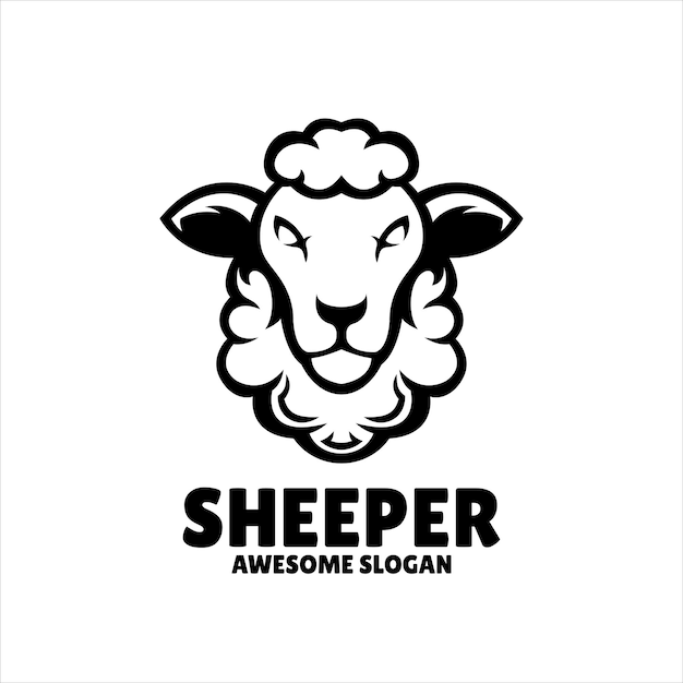 Illustration de conception de logo mascotte simple mouton