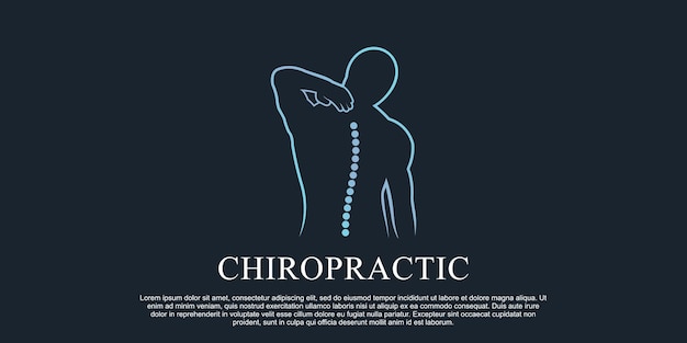 Illustration De Conception De Logo De Massage Chiropratique Pour La Thérapie De La Colonne Vertébrale Avec Style De Dessin Au Trait Vecteur Premium