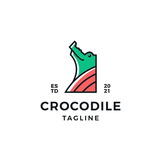 Illustration De Conception De Logo Mignon Tête Crocodile