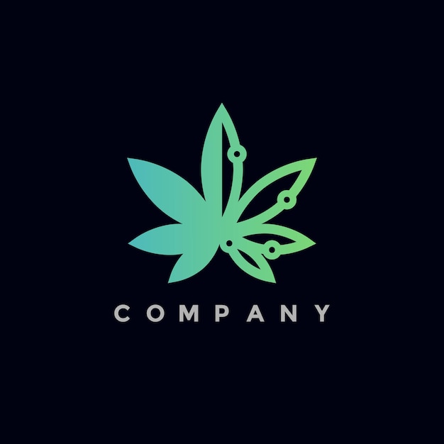 Vecteur illustration de conception de logo de technologie de cannabis