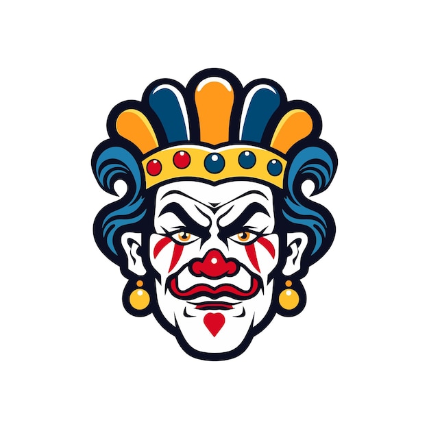 Illustration De Conception De Logo De Tête De Clown Expressif Capturant Le Charme Fantaisiste Et L'esprit Ludique