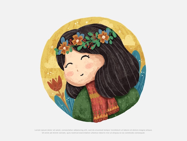 Illustration De Conception Mignonne Petite Fille