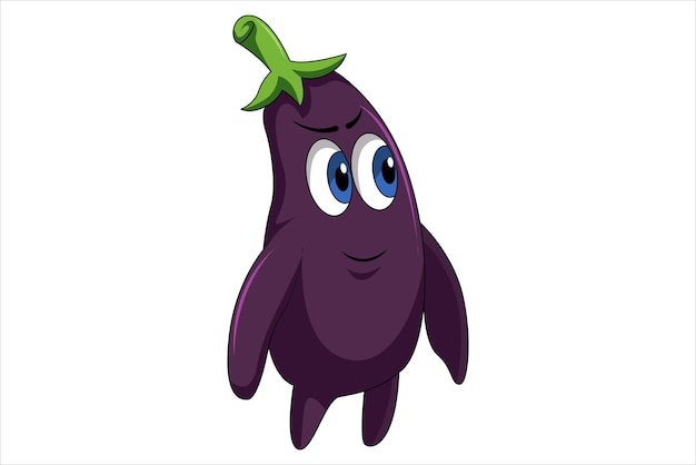 Illustration De Conception De Personnage D'aubergine Mignonne