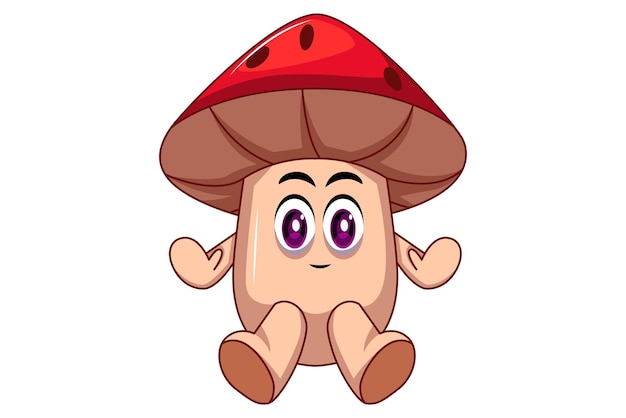 Vecteur illustration de conception de personnage de champignon mignon