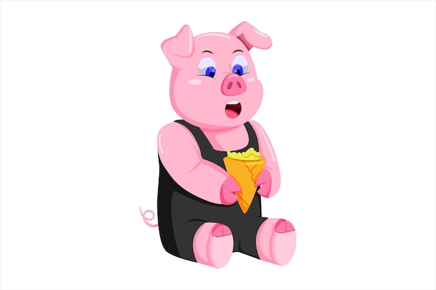 Illustration de conception de personnage de cochon mignon