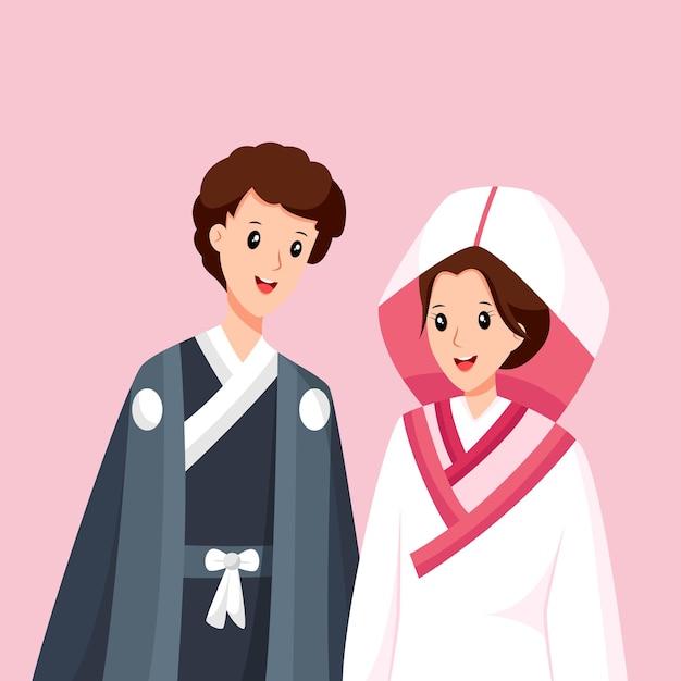 Illustration De Conception De Personnage De Mariage Au Japon