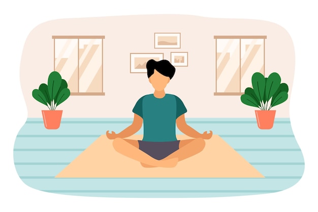 Vecteur illustration de la conception plate de la méditation de yoga