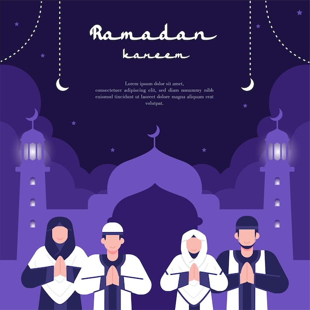 Vecteur illustration de conception plate pour le modèle de ramadan