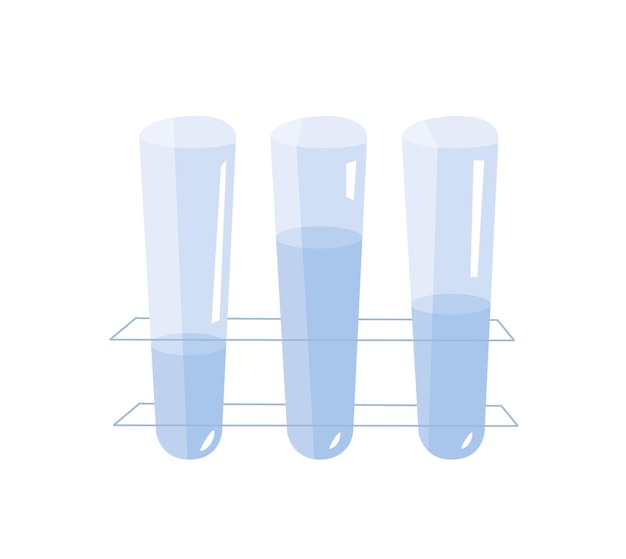 Vecteur illustration de conception plate de tubes à essai vibrants des tubes transparents remplis de liquides colorés