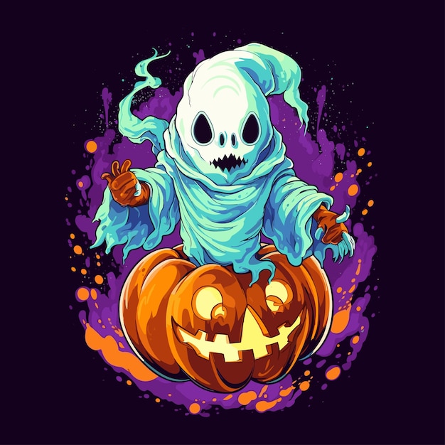 illustration de conception de t-shirt fantôme d'Halloween