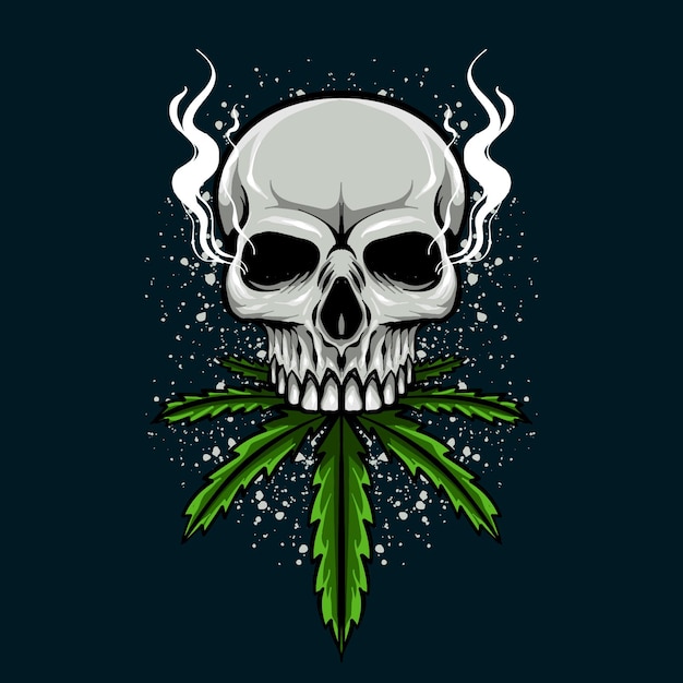 illustration de conception de t shirt de marijuana crâne
