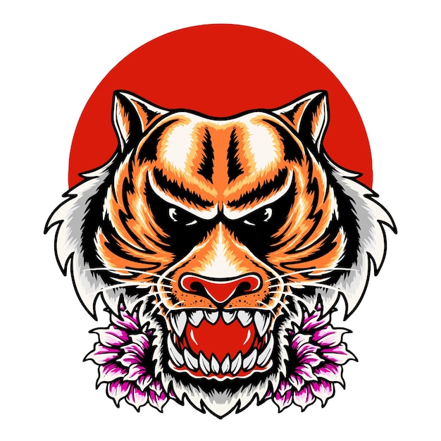 Illustration De Conception De Tshirt Tête De Tigre