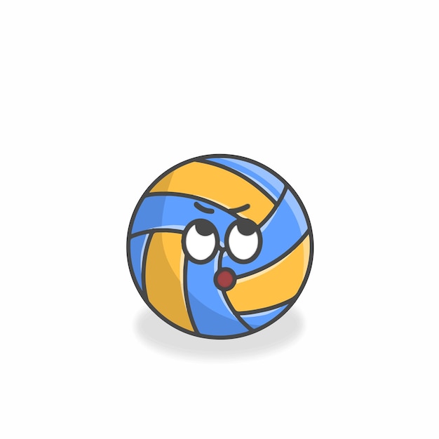 Illustration De Conception De Vecteur De Dessin Animé Plat De Personnage Mignon De Volley-ball