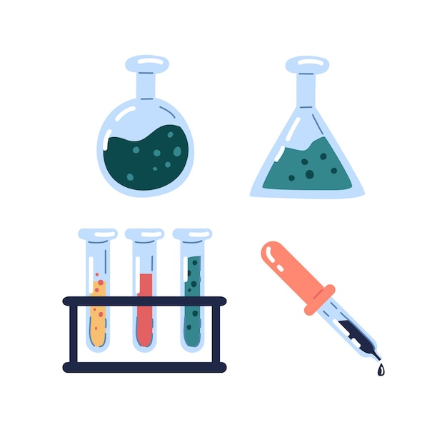 Illustration De Conception De Vecteur De Flacon Chimique Isolée Sur Fond Blanc