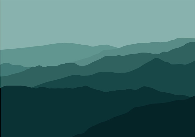 illustration de conception de vecteur de paysage de montagnes