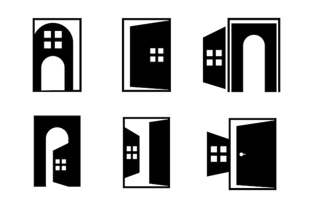 Illustration de conception vectorielle du modèle de logo de l'icône de la porte