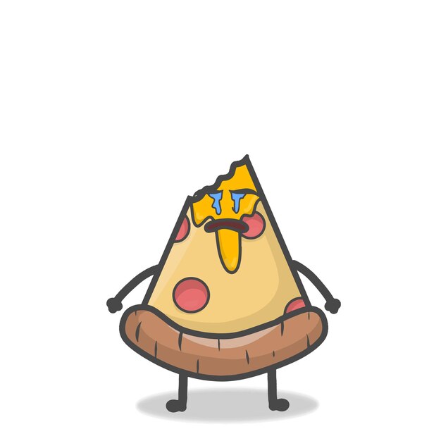 Illustration De Conception Vectorielle D'émoticône De Dessin Animé Plat De Mascotte De Personnage De Pizza