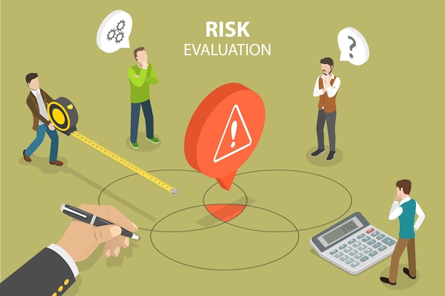 Vecteur illustration conceptuelle 3d isométrique à vecteur plat de l'évaluation des risques