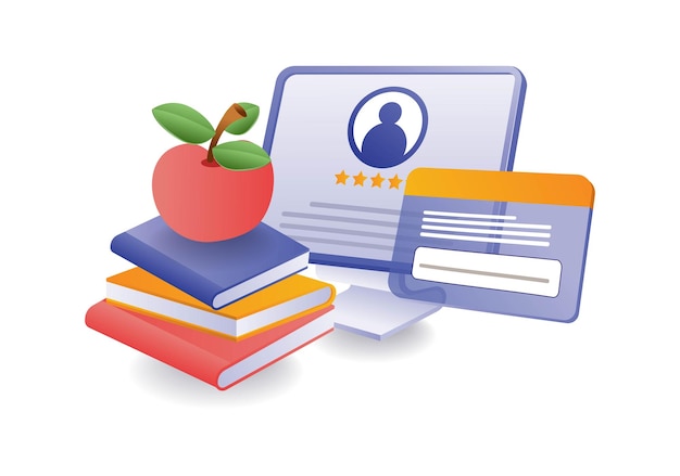 Vecteur illustration conceptuelle de l'application de compte personnel d'éducation scolaire en ligne avec ordinateur portable