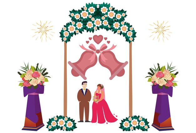 L'illustration conceptuelle des cloches de mariage élégante et belle