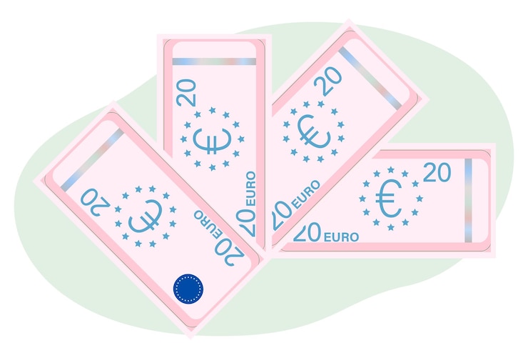 Vecteur l'illustration conceptuelle du billet d'euro est élégante et belle