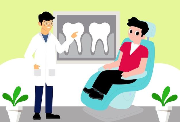 Illustration conceptuelle du dentiste masculin élégante et belle