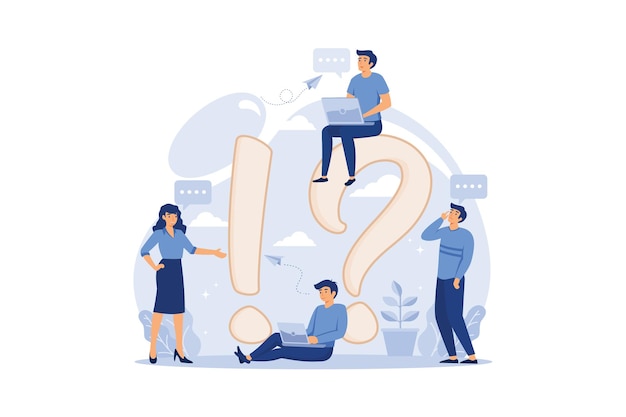 Illustration conceptuelle des questions fréquemment posées aux personnes autour de l'illustration des exclamations