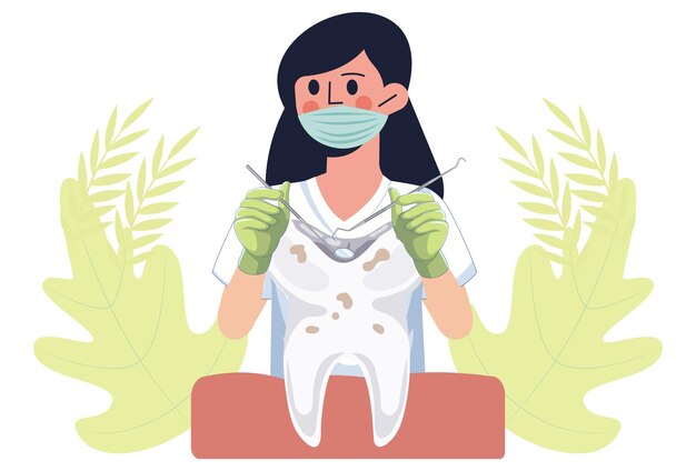 Illustration conceptuelle de remplissage dentaire élégante et belle