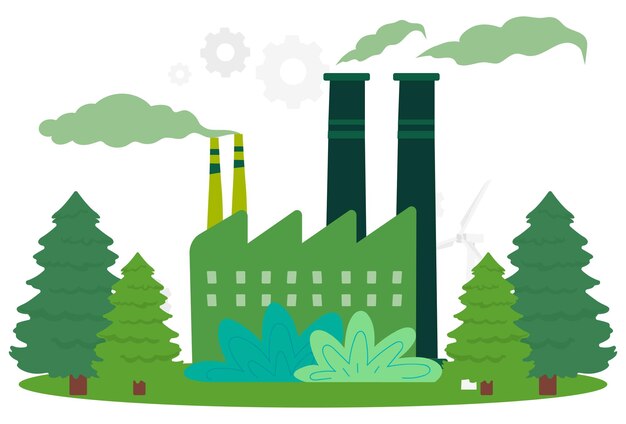 L'illustration conceptuelle de l'usine verte est élégante et belle