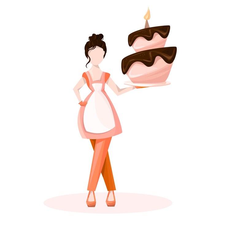 Vecteur illustration d'un confiseur avec un gâteau au chocolat. illustration de la profession d'une personne.