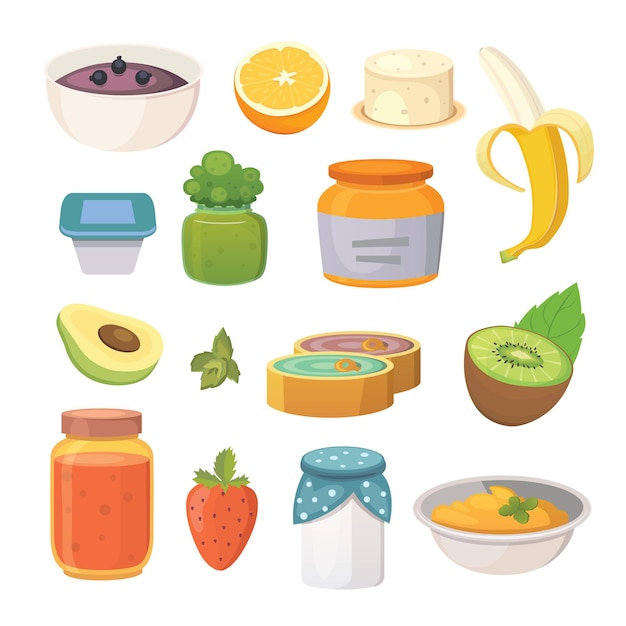 Illustration De Confiture Et Smoothie Bio Aux Fruits.