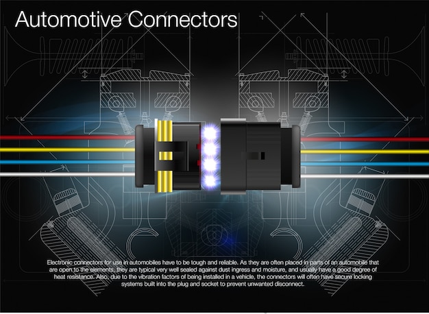 Illustration D'un Connecteur Automobile. Peut être Utilisé Comme Publicité. Contexte Technique. Tous Les éléments De L'image Sont Regroupés.