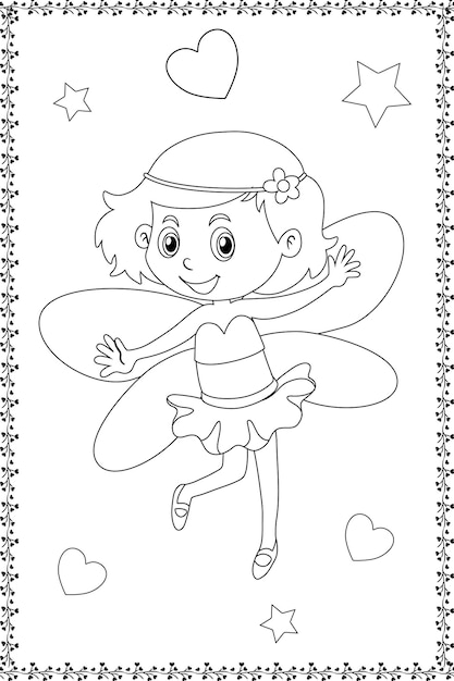 Vecteur illustration de contes de fées contes de fées mignon fée princesse vector dessin animé isolé page de livre de coloriage