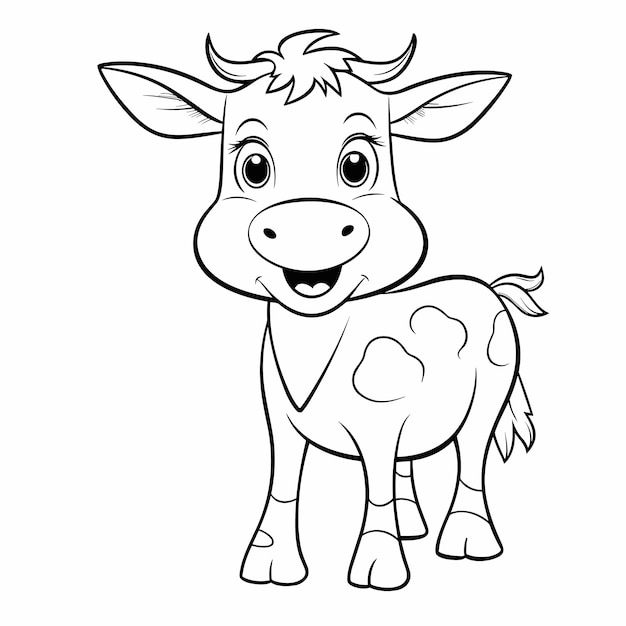 Vecteur illustration de contour animal dessiné à la main pages à colorier de vache mignonne pour les enfants