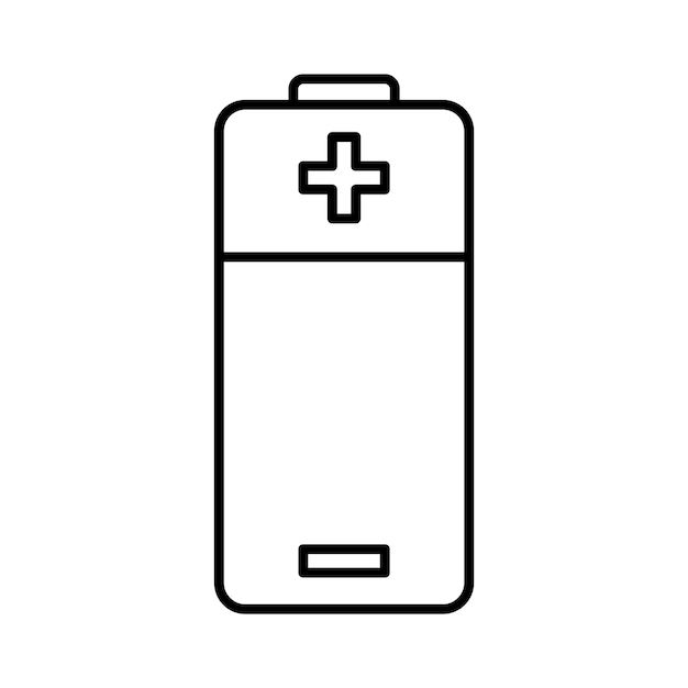 illustration de contour de batterie sur fond blanc doodle