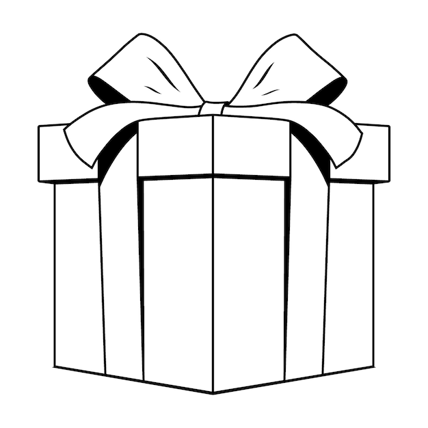 Vecteur illustration de contour de boîte cadeau isolée sur fond blanc icône de vecteur de boîte cadeau