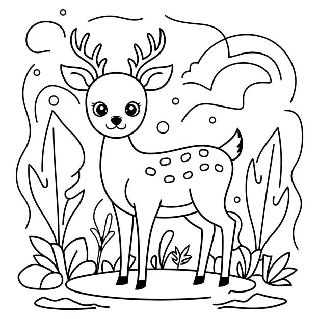 Illustration de contour de cerf dessiné à la main