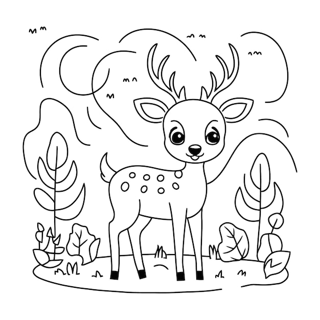 Illustration de contour de cerf dessiné à la main