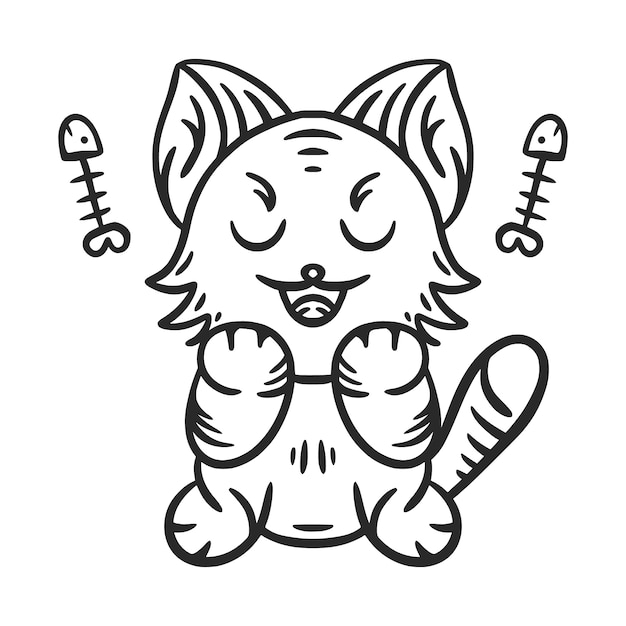 Illustration de contour de chat dessinée à la main