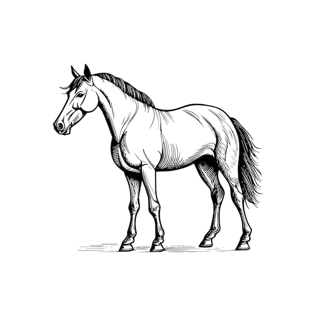 Vecteur illustration de contour de cheval dessiné à la main