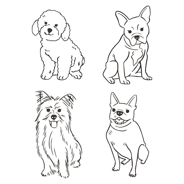 Illustration de contour de chien dessiné à la main