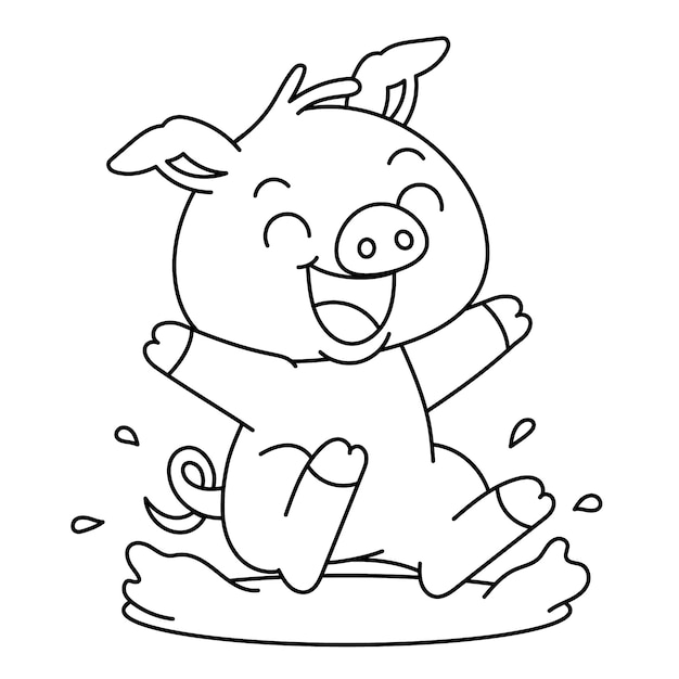 Illustration de contour de cochon dessiné à la main