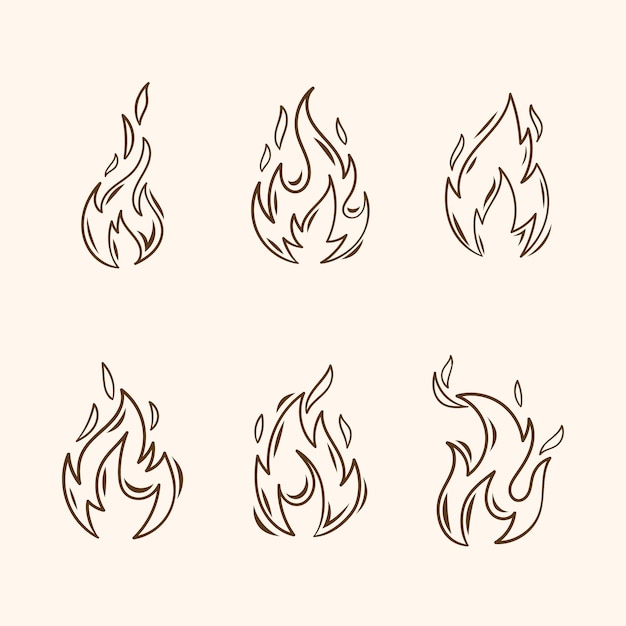 Vecteur illustration de contour de feu dessiné à la main