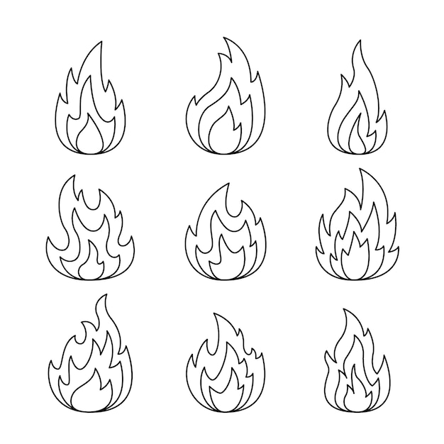 Vecteur illustration de contour de feu dessiné à la main