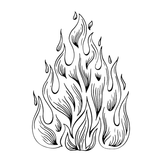 Vecteur illustration de contour de feu dessiné à la main