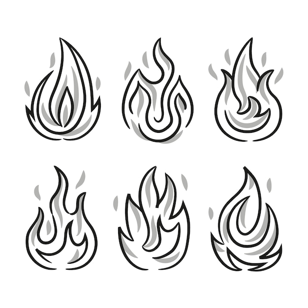 Vecteur illustration de contour de feu dessiné à la main