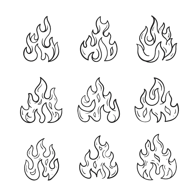 Vecteur illustration de contour de feu dessiné à la main