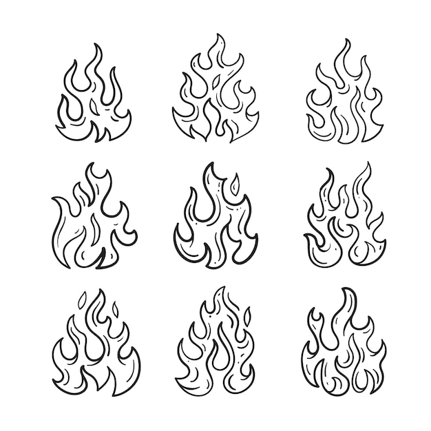 Illustration de contour de feu dessiné à la main