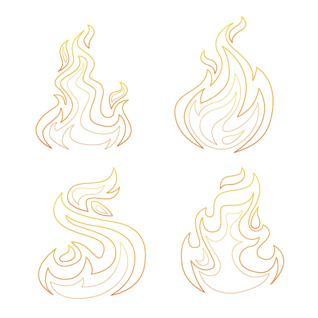 Vecteur illustration de contour de feu dessiné à la main